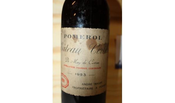 fles à 75cl wijn Chateau Certan Pomerol 1953